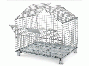 Foldable all-metal storage cages for shelving