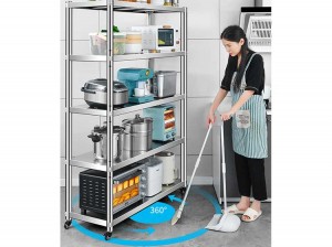 Five layers with wheels thickened stainless steel shelves