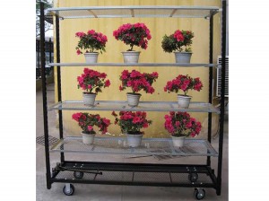 Custom 300KG Loading 4 Wheels Steel Garden Tools Flower Trolley Cart