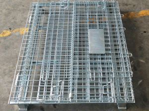 Heavy duty collapsible metal wire mesh container