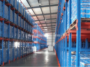 Drive-in pallet racking for refrigerated warehouse