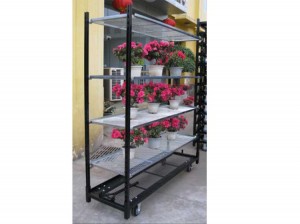 Custom 300KG Loading 4 Wheels Steel Garden Tools Flower Trolley Cart