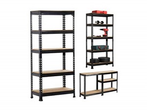 Black boltless rack / steel rivet shelf for branding