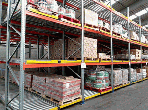 Push-back racking system for efficient warehouse utilization