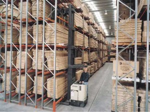 Warehouse double deep storage pallet racking system