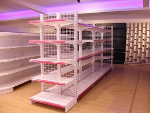 Double-Sided Wire Grid Gondola Shelving