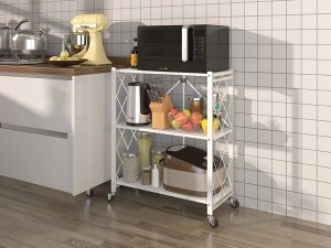 Movable Folding Metal Storage Kitchen Rack Shelf Bookshelf