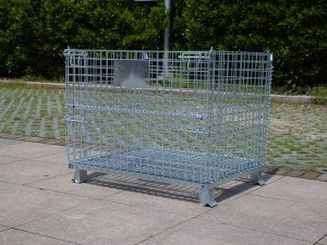 Warehouse Collapsible Wire Container with Casters
