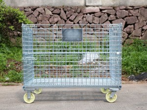 Collapsible Wire Mesh Storage Container with Wheel