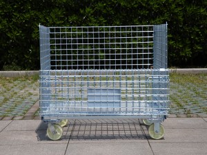 Collapsible Wire Mesh Storage Container with Wheel