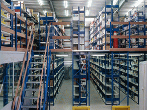 Multi-level mezzanine floor racking