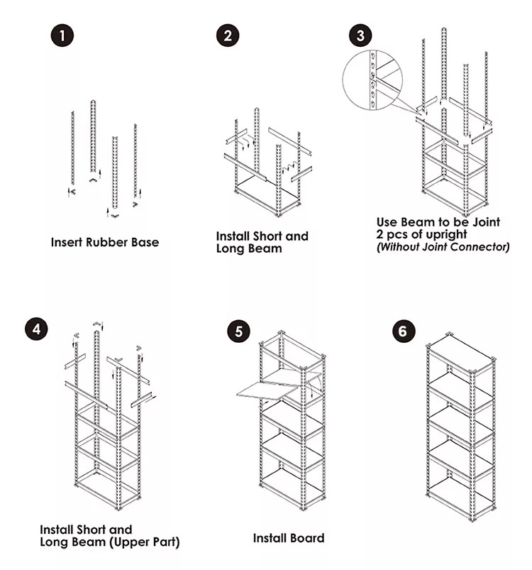 boltless-rivet-shelf-installation-steps